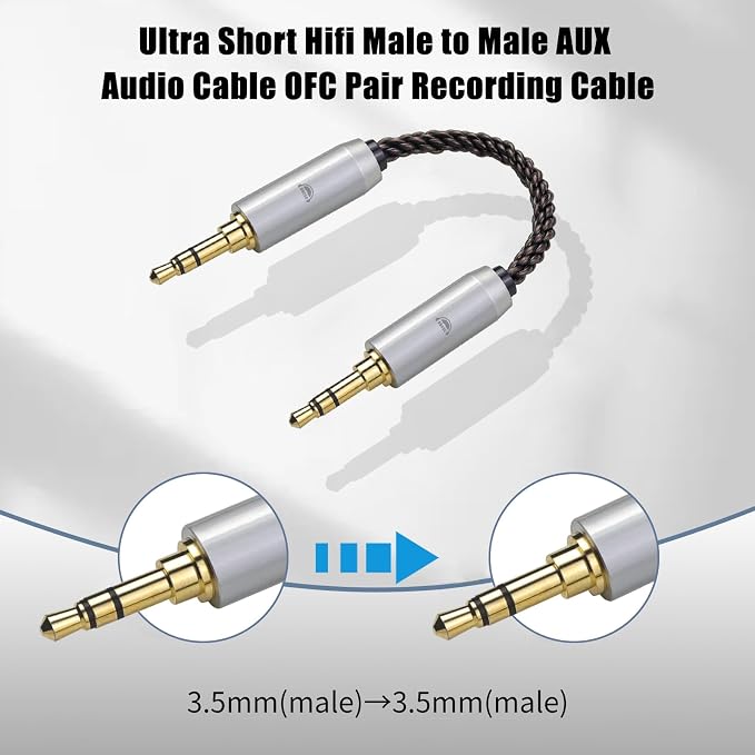 okcsc 3.5MM Male to 3.5MM Male Ultra Short Hifil Male to Male AUX Audio Cable - Image 2