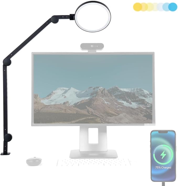 LUME CUBE Edge Light 2.0 LED Black Desk Lamp | Dimmable Home Office Desk Light by LumeCube