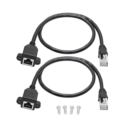 2Pcs Cat6 Ethernet Extension Cable 1FT, RJ45 Male to Female Ethernet Panel Mount by Maixbomr