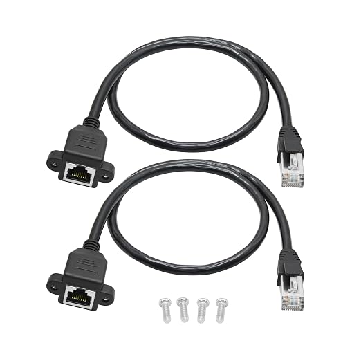 2Pcs Cat6 Ethernet Extension Cable 1FT, RJ45 Male to Female Ethernet Panel Mount by Maixbomr