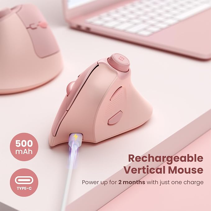 seenda Ergonomic Mouse Rechargeable, USB+Dual Bluetooth, MOU-302 Vertical - Image 5