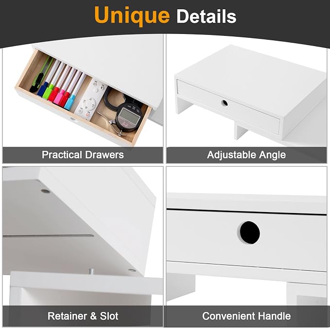 LAPTAIN Monitor Stand with 2 Drawers, Dual Monitor Stand Riser with Adjustable - Image 6