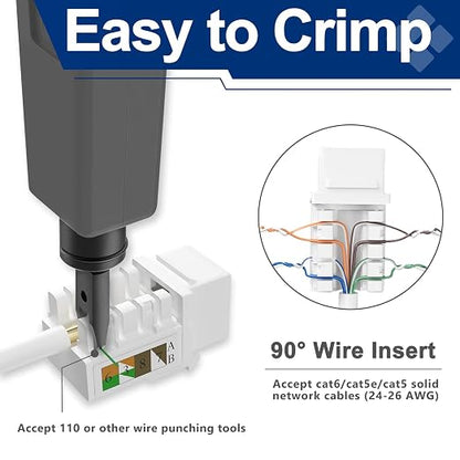 Cat6 Keystone Jacks 12-Pack, RJ45 Keystone Jack 90 Degree Punch Down, Ethernet - Image 2