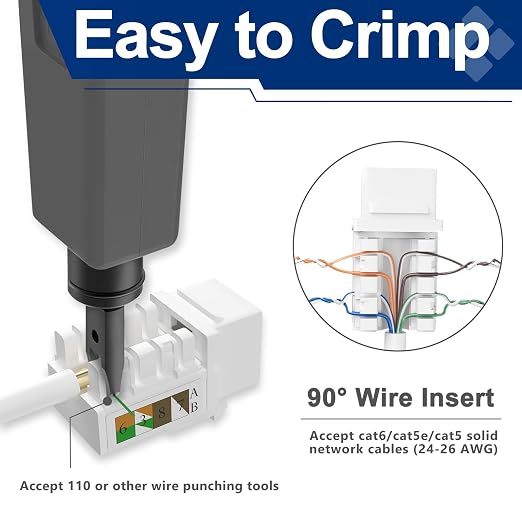 Keystone Jack 25-Pack, RJ45 Cat6 Keystone Jacks, Cat6 Ethernet Jack 90 Degree - Image 2