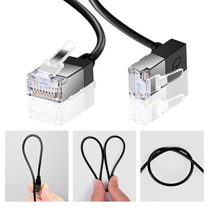 90° Downward Angled Cat 6A Ethernet Ultra Slim Cable 25 Feet 2Pack, Flexible - Image 3