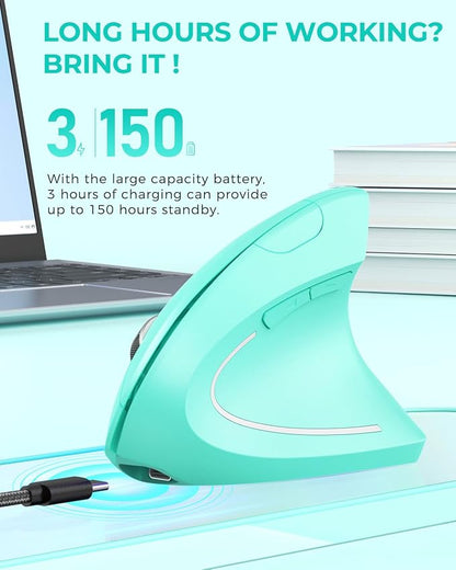 Lekvey Ergonomic Mouse, Vertical Wireless Mouse Rechargeable 2.4 GHz Optical - Image 4