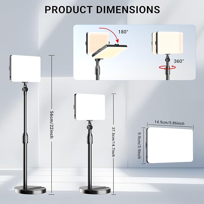 2-Pack LED Video Light with Stand, Home Studio Back Lights, Photo Lights with - Image 4