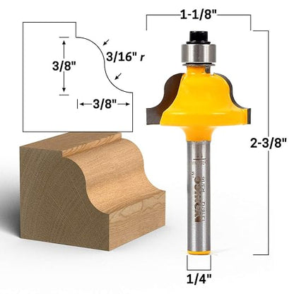 YONICO Roman Ogee Router Bits Edge Forming 3/8-Inch 1/4-Inch Shank 13187q - Image 8