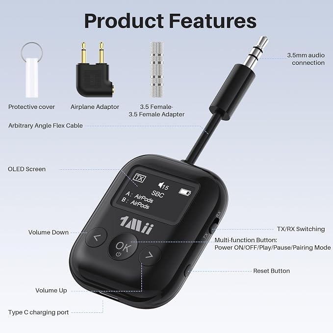 1Mii SafeFly Min+ Bluetooth Transmitter and Receiver, Supports to 2 - Image 8