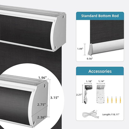 SmartWings Motorized Light Filtering Roller Shades 60% Blackout Work - Image 7