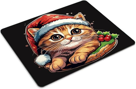 Square Mouse Pad Cute Cat with Burger-1, Gaming Mouse Pads - Image 2