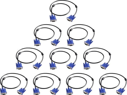 VGA to VGA Monitor Cable 10 Pack, 15 Pin Male to Male Computer Cord Support by PASOW