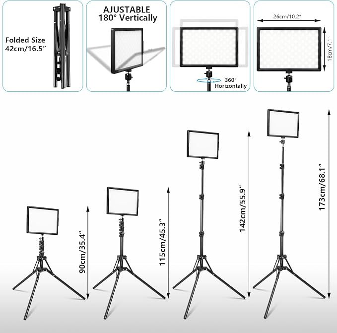 LED Photo Video Light 2-Pack, Bi-Color 2800-6500K Dimmable USB LED Continuous - Image 2
