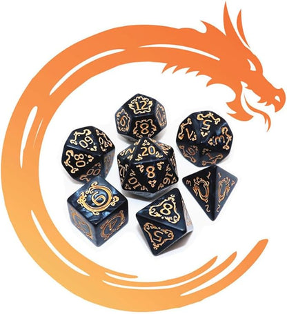 Polyhedral DND Dice Set, 5 Pack Vintage Dragon-Patterned Dice Sets Compatible - Image 2