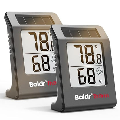 2.2'' Digital Thermometer and Hygrometer Meter, Solar-Powered Indoor by BaldrTherm