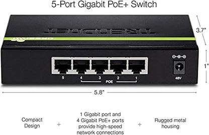 TRENDnet 5-Port Gigabit PoE+ Switch, 31 W PoE Budget, 10 Gbps Switching Capacity - Image 5