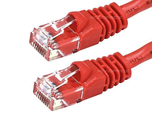 Monoprice Cat6 14ft Red Crossover Patch Cable UTP 24AWG 550MHz Pure Bare Copper - Image 2
