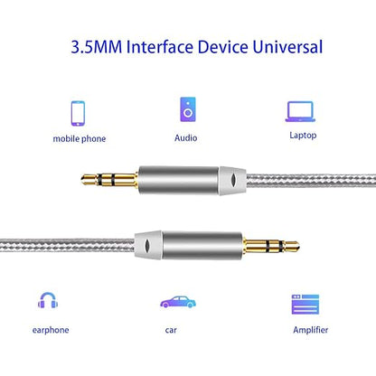 3.5mm Nylon Braided Stereo Audio Cable, 4.9ft/1.5m Male to Male Aux Cord Audio - Image 3