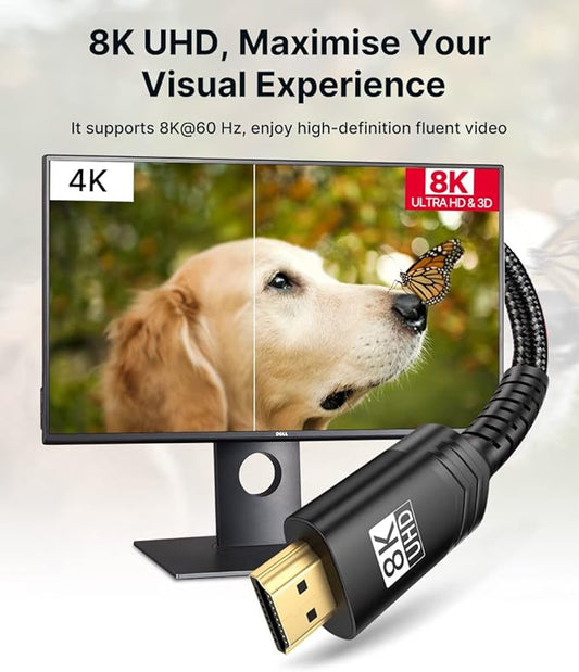 JSAUX 8K HDMI Cable 2.1 2 Pack 15ft, 48Gbps Ultra High Speed HDMI Cable Braided - Image 2