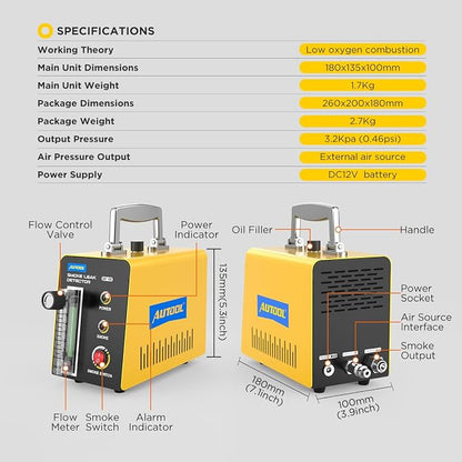 AUTOOL Smoke Machine Automotive Leak Detector, 0-0.46PSI Evap Vacuum Smoke - Image 8
