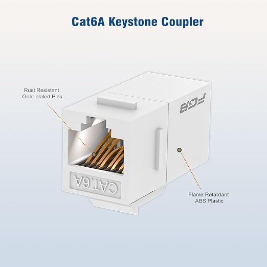 FGB 10 Gbps CAT6A RJ45 Keystone Coupler 25-Pack, Ethernet Keystone Jack - Image 6