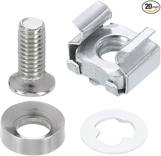 PATIKIL Rack Mount Cage Nut, Carbon Steel Rack Screws Zinc Square Snap-in Cage by PATIKIL