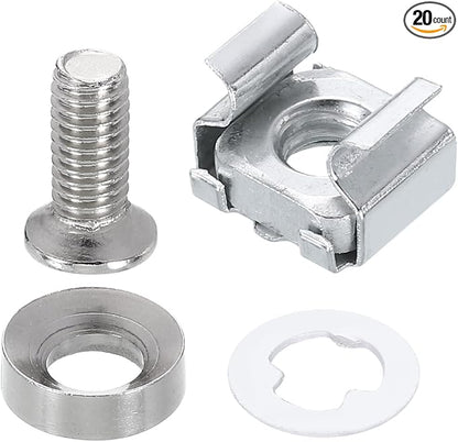 PATIKIL Rack Mount Cage Nut, Carbon Steel Rack Screws Zinc Square Snap-in Cage by PATIKIL