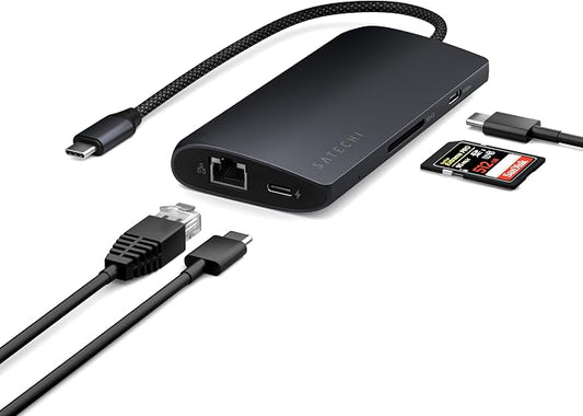 Satechi 8 in 1 USB C Hub Multiport Adapter V3, 8K HDMI, 100W Charging, 4 USB by Satechi