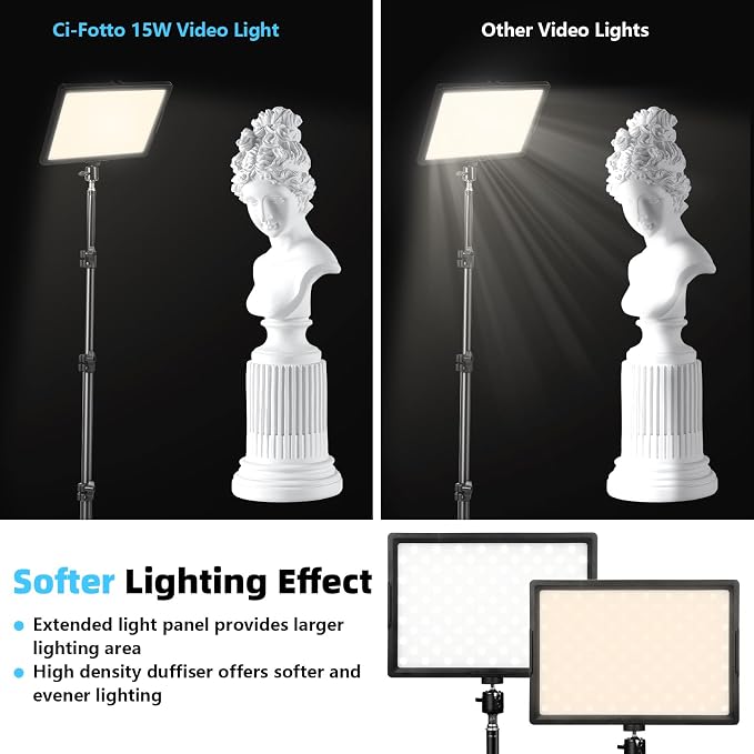 LED Photo Video Light 2-Pack, Bi-Color 2800-6500K Dimmable USB LED Continuous - Image 7