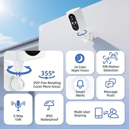 Security Cameras Wireless Outdoor 355° Pan Rotating 2K Color Night Vision - Image 2