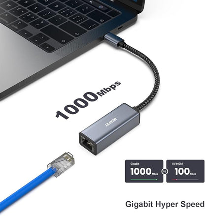 BENFEI 2 Pack USB-C to Ethernet Adapter, USB Type-C to RJ45 Gigabit Ethernet - Image 2