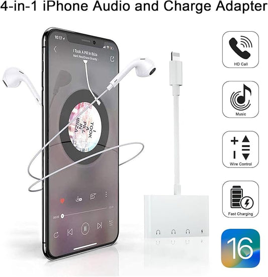 4 in 1 Headphone Splitter, iPhone Headphone Adapter + Dual 3.5mm Headphone Jack - Image 2