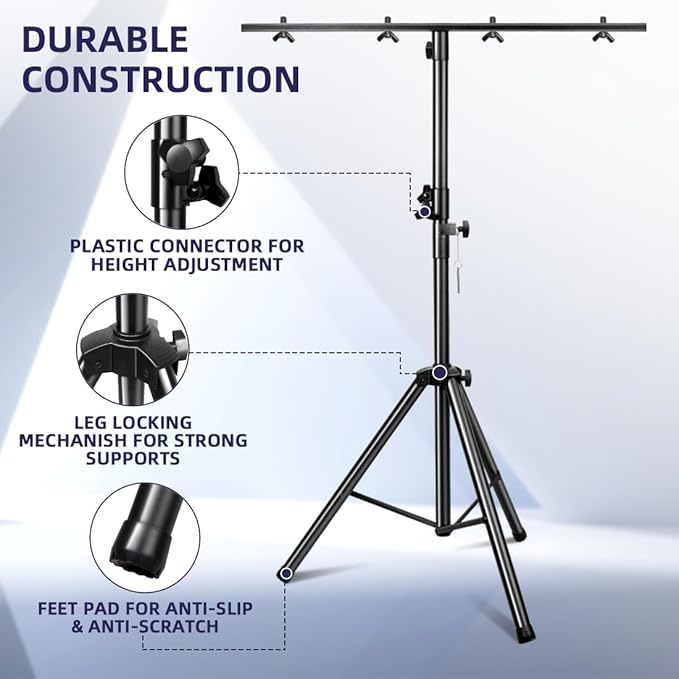 DJ Lights Stand 2 Pack, Heavy Duty DJ Stand, Portable Par Can Tripod Stage - Image 4