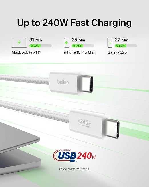 Belkin USB C to USB C Cable, 240W - Image 2