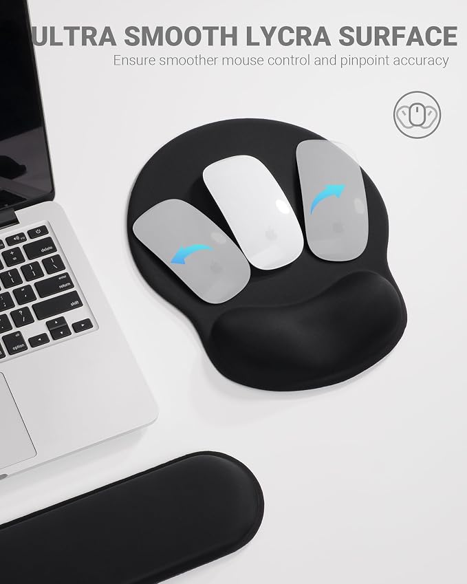 Ergonomic Mouse Pad Wrist Support Set, Memory Foam Keyboard Wrist Rest Set - Image 3