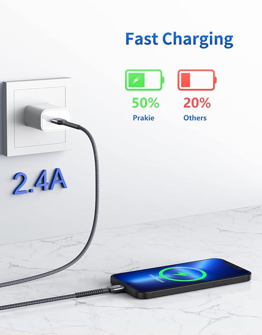 iPhone Charger Cable 2Pack 6FT, Nylon Braided Lightning Cable, Fast Charging - Image 2