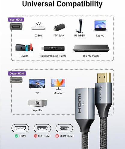 VCELINK 8K Short HDMI Extender Cable 0.6 FT Ideal - Image 4
