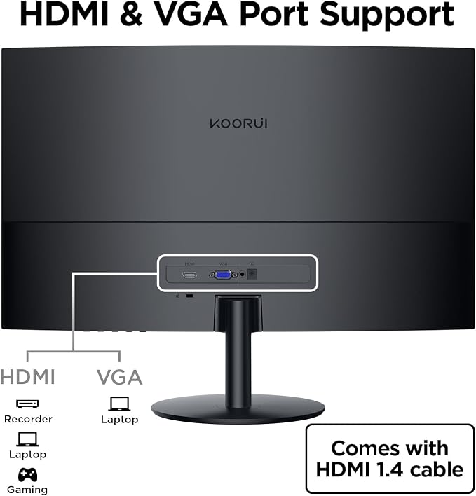 KOORUI 27 Inch Curved Monitor FHD 1080P 75Hz Computer Monitors PC Screen - Image 5