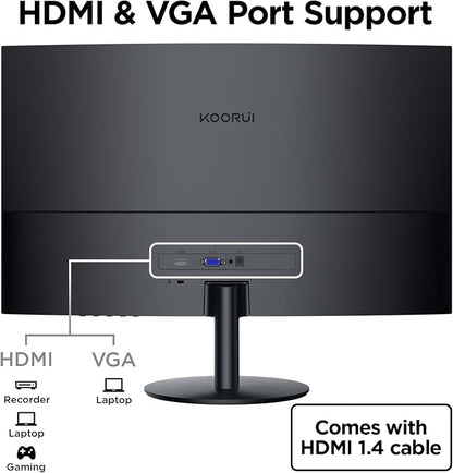 KOORUI 27 Inch Curved Monitor FHD 1080P 75Hz Computer Monitors PC Screen - Image 5