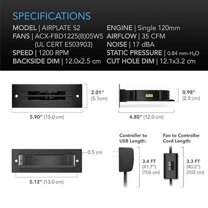 AC Infinity AIRPLATE S2, Quiet Cooling Blower Fan System 6" - Image 6