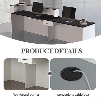 Reception Desk with Counter, Modern Front Desk Reception Counter with Keyboard - Image 4