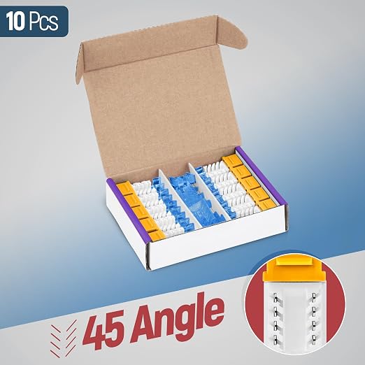 Everest 45° Angled RJ45 Cat5e Keystone Jacks 10-Pack in Yellow - Image 2