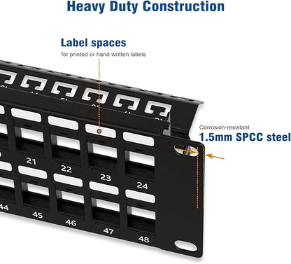 iwillink 48 Port Blank Keystone Patch Panel - Image 4