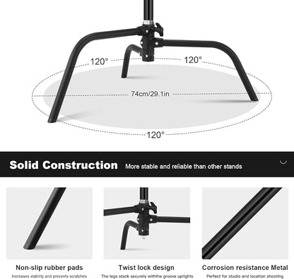 10.8ft/330cm Heavy Duty C Stand Stainless Steel Light Stand - Image 5