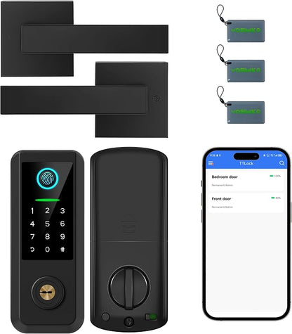 Keyless Entry Door Lock with Handle Set, Smart Front Door Lock with Keypad Set by YOSIMIKA