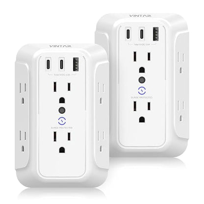 Surge Protector Outlet Extender, VINTAR 6 Outlet Splitter by VINTAR