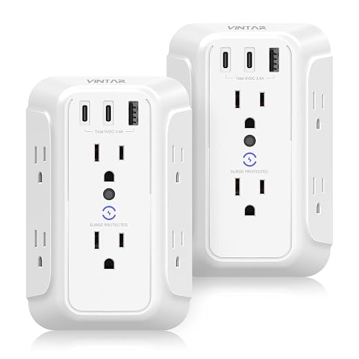 Surge Protector Outlet Extender, VINTAR 6 Outlet Splitter by VINTAR