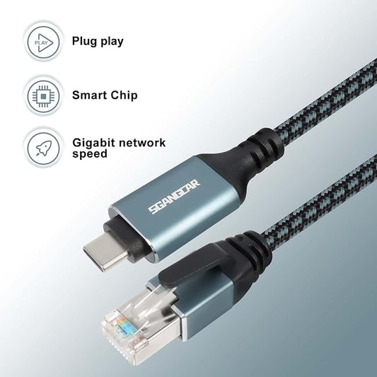 USB C to Ethernet Cable, 15 Feet Type C to Gigabit Ethernet Cable, USB C to - Image 2