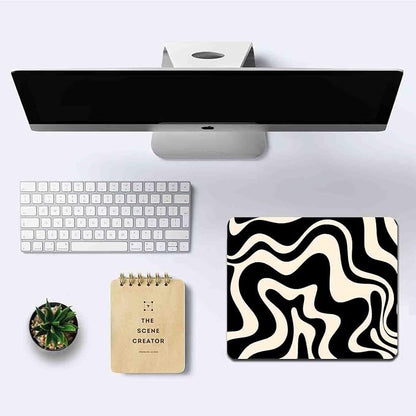 IMAYONDIA Black and White Mouse Pad, Liquid Swirl Retro Mouse Pad, Abstract - Image 6