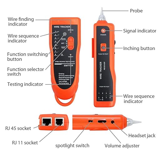 BOOGIIO Wire Tester RJ45 RJ11 Cable Tracker Line Finder Multifunction Wire - Image 2